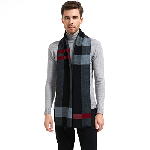 LanHong Men Winter Cashmere Scarf Wool Soft Warm Knitted Casual Scarves for Men