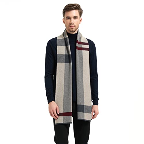 LanHong Men Winter Cashmere Scarf Wool Soft Warm Knitted Casual Scarves for Men