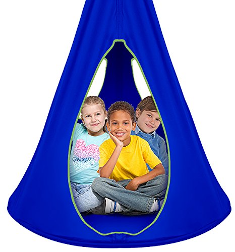 Sorbus Kids Nest Swing Chair Nook  Hanging Seat Hammock for Indoor Outdoor Use  Great for Children 40 Inch Nest Blue