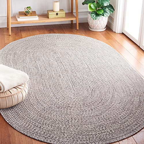 SAFAVIEH Braided Collection 539 x 839 GreyIvory BRA201F Handmade Farmhouse Living Room Dining Bedroom Area Rug