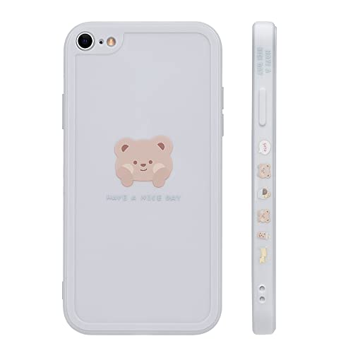 Ownest Compatible with iPhone 78SE 20202022 Case Cute Painted Design Brown Bear with Cheeks for Women Girls Fashion Slim Soft Flexible TPU Rubber for iPhone 78SE 20202022Beige