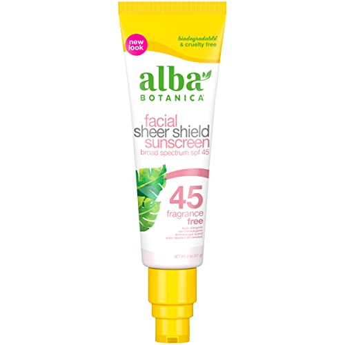 Alba Botanica Facial Sunscreen Lotion SPF 45 Fragrance Free 2 Oz