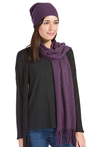 Fishers Finery 2pc Pure Cashmere Slouchy Beanie and Scarf Women39s Set with Exquisite Packaging