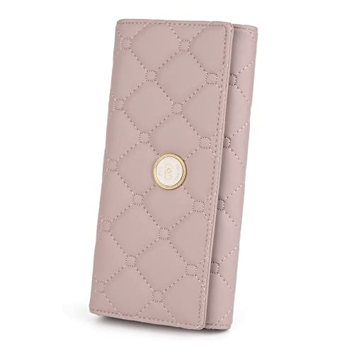 UTOWalletforWomen Large Capacity PU Leather Pink Card Holder Phone Case Zipper Pocket Purse Clutch 204