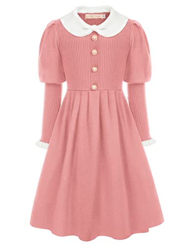 Belle Poque Girls Sweater Dress Peter Pan Collar Fall Winter Dress for Kids 612Y