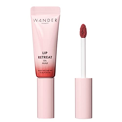 Wander Beauty Lip Retreat Tinted Lip Oil  Non Toxic Make Up Cruelty Free Natural Hydrating Lip Oil  Clean Beauty  Skinny Dip Nude