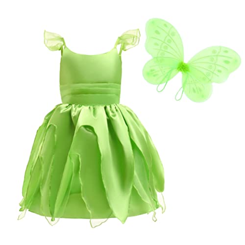 Dressy Daisy Green Fancy Fairy Costume with Butterfly Wings for Toddler and Little Girls Halloween Birthday Party Dress Up