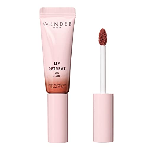 Wander Beauty Lip Retreat Tinted Lip Oil  Non Toxic Make Up Cruelty Free Natural Hydrating Lip Oil  Clean Beauty  Skinny Dip Nude