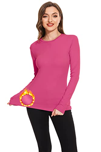 TAIPOVE Women39s Crew Neck Themal Long Sleeve Cotton Fleece Tee Shirt Basic Jersey Underwear Scrubs Layerings