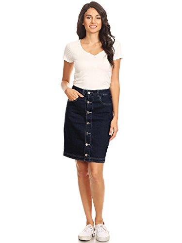 AnnaKaci SidePocketed Flare Skirt in Vintage Stretch Denim