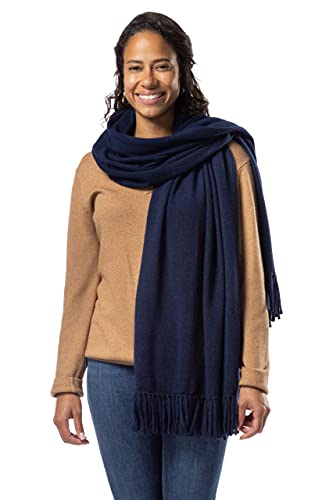 Womens Extra Large Fishers Finery Cashmere Knit Wrap Shawl with Fringe