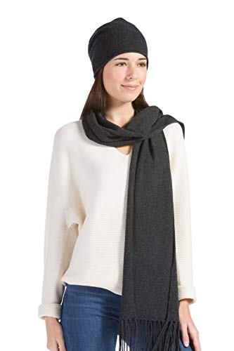 Fishers Finery 2pc Pure Cashmere Slouchy Beanie and Scarf Women39s Set with Exquisite Packaging