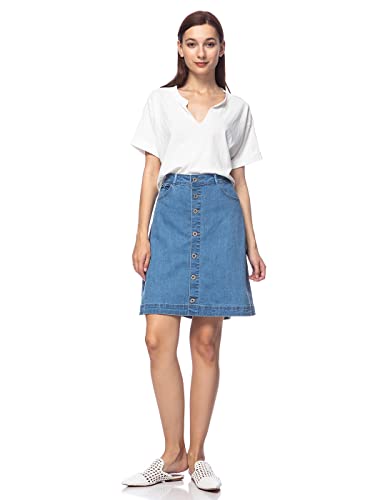 AnnaKaci SidePocketed Flare Skirt in Vintage Stretch Denim