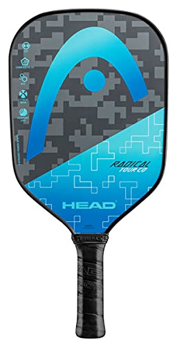 HEAD Graphite Pickleball Paddle  Radical Tour Lightweight Paddle wHoneycomb Polymer Core  Comfort Grip Blue