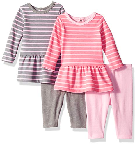 Hanes babygirls Ultimate Baby Flexy Dress Set  2 Long Sleeve Dresses With 2 Leggings