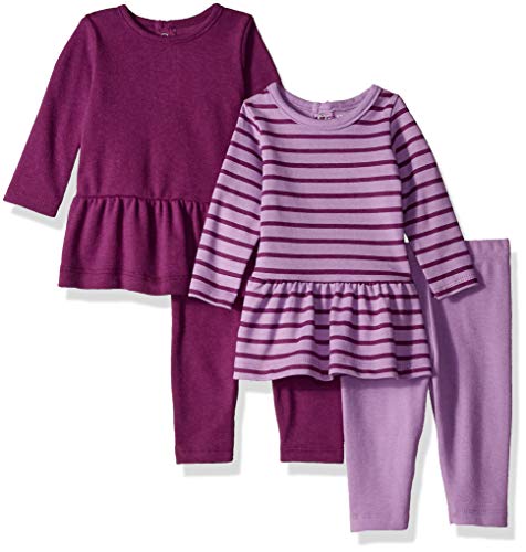 Hanes babygirls Ultimate Baby Flexy Dress Set  2 Long Sleeve Dresses With 2 Leggings