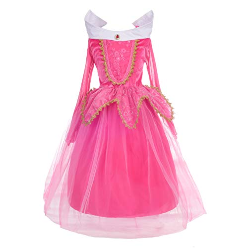 Daisy Beauty Toddler Girls Princess Costume Dress Up Fancy Ball Gown Hot Pink for Halloween Birthday Parties and More