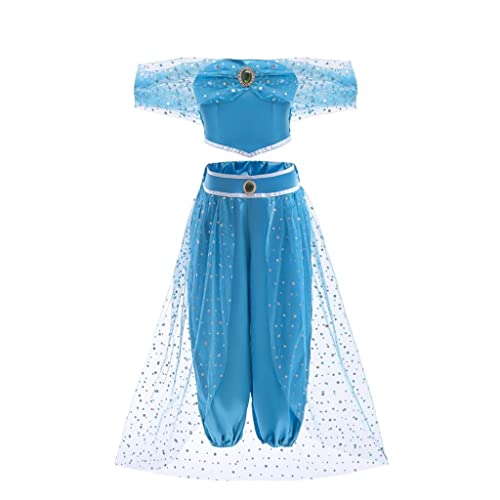 Dressy Daisy Girls Princess Costume Fancy Dress Up Halloween Party Belly Dance Outfit Top  Pants Size 412 Blue