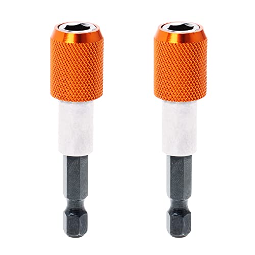 AUTOTOOLHOME 2 Pieces Quick Change Bit Holder Magnetic 14 Hex Shank Drill Bit Extension for Screwdriver Bits Nuts Drills Socket Driver Adapter