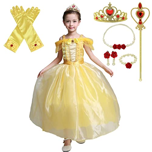 Dressy Daisy Toddler Girls39 Princess Costumes Fancy Dress Up with Accessories Halloween Birthday Party Outfit Yellow