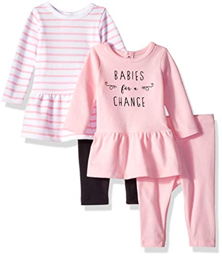 Hanes babygirls Ultimate Baby Flexy Dress Set  2 Long Sleeve Dresses With 2 Leggings