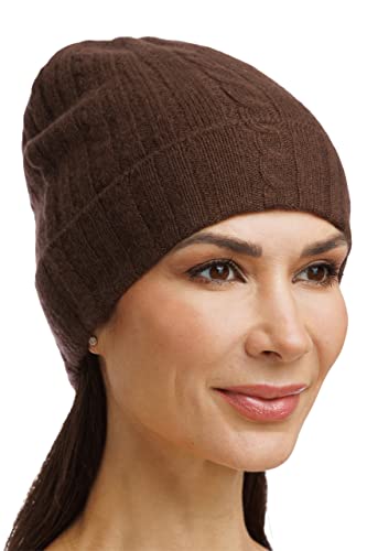 Fishers Finery Women39s 100 Pure Cashmere Cable Knit Hat Super Soft Cuffed