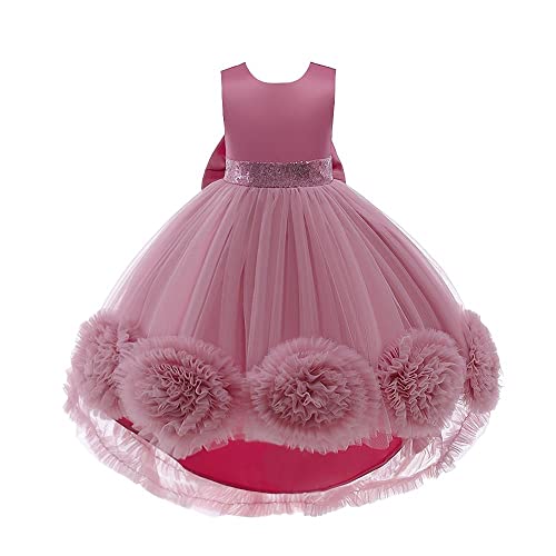 Dressy Daisy Toddler  Little Girls39 Special Occasion Wedding Flower Girl Dress Fancy High Low Pageant Ball Gown Rose Pink