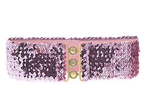 AnnaKaci Women39s Sparkly Glitter Sequin Wide Stretch Elastic Belt Accessory