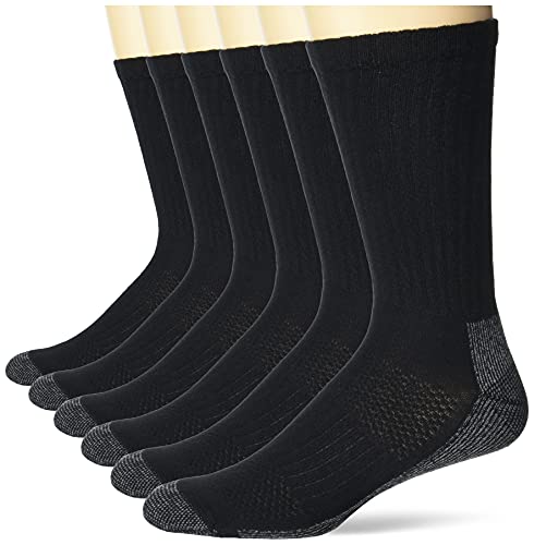 Hanes mens Crew Socks 6pair Pack Work Sock Black 12 14 US