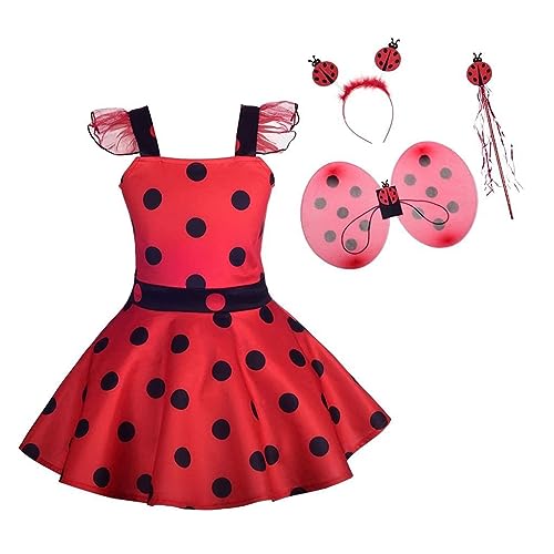 Dressy Daisy Girls Polka Dots Ladybug Dress Up Costume Birthday Halloween Christmas Fancy Party Outfit Size 28