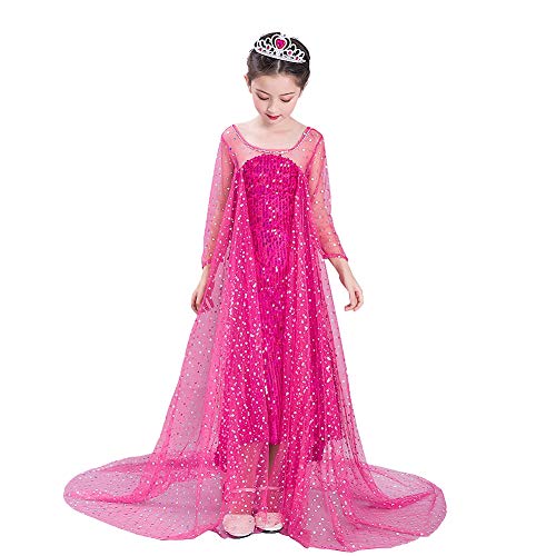 Dressy Daisy Girls39 Ice Princess Costumes Halloween Fancy Party Sequin Dress with Train Long Sleeve Blue Hot Pink White