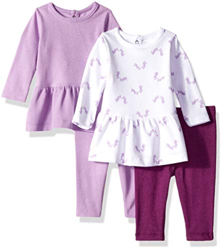 Hanes babygirls Ultimate Baby Flexy Dress Set  2 Long Sleeve Dresses With 2 Leggings