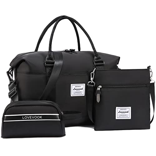 LOVEVOOK Travel Duffle Tote Bag with Shoe Compartment Weekender Bag for Women with Toiletry Bag Carry on Overnight Bag Gym Duffel Bag with Wet Pocket Mommy Hospital Bags for Labor and Delivery