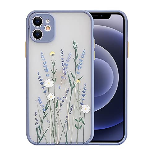 Ownest Compatible with iPhone 12 Case Not fit iPhone 12 Pro 61 for Clear Frosted PC Back 3D Floral Girls Woman and Soft TPU Bumper Silicone Slim Shockproof Case for iPhone 12 613939Blue