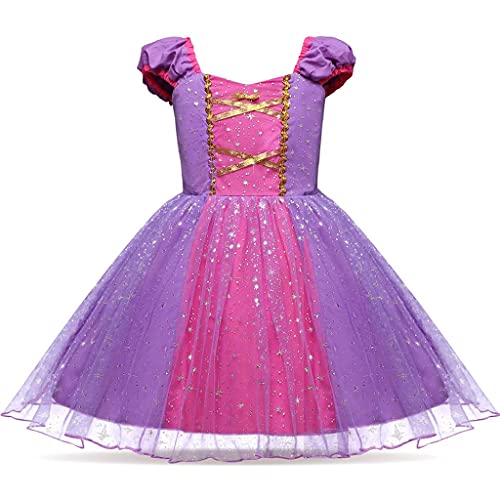 Dressy Daisy Princess Costume Fancy Sparkle Tulle Dress Up for Toddler Girls Halloween Birthday Party Outfit Purple