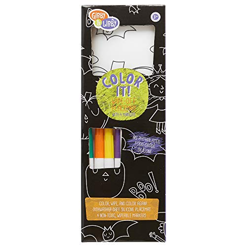 CR Gibson GR Gibson Food Safe Halloween Silicone Placemat for Kids with Markers 1653939 L x 113939 H 5pcs 165 x 11