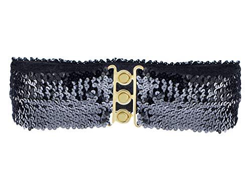 AnnaKaci Women39s Sparkly Glitter Sequin Wide Stretch Elastic Belt Accessory