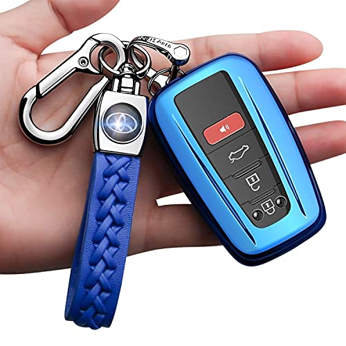 Compatible with Toyota Key Fob Cover with Keychain Soft TPU 360 Degree Protection Key Case for 20182022 Camry RAV4 Highlander CHR Prius Corolla Avalon GT86 Smart KeyBlack