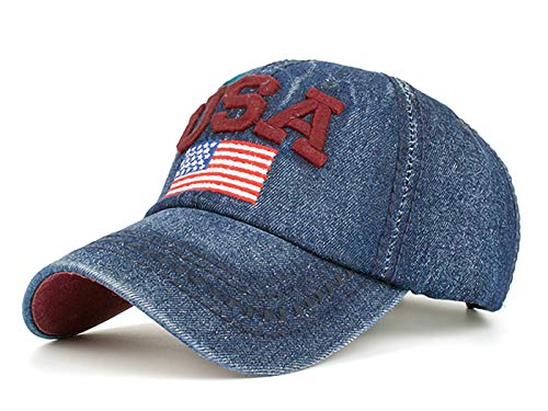 AnnaKaci 4th of July American Adjustable Embroidered USA Flag Baseball Caps