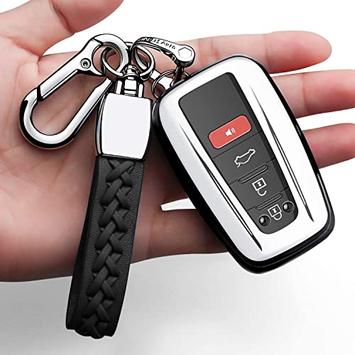 Compatible with Toyota Key Fob Cover with Keychain Soft TPU 360 Degree Protection Key Case for 20182022 Camry RAV4 Highlander CHR Prius Corolla Avalon GT86 Smart KeyBlack