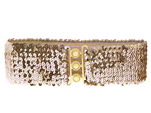 AnnaKaci Women39s Sparkly Glitter Sequin Wide Stretch Elastic Belt Accessory