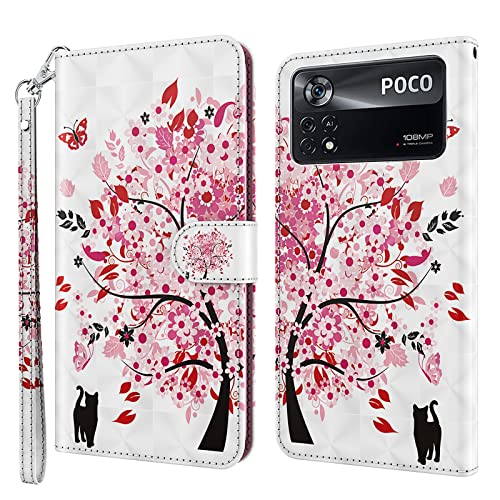 ALILANG Phone Case for Xiaomi Poco X4 Pro 5G Case Premium Flip Magnetic Closure Stand Function Card Holder PU Leather Cover for Xiaomi Poco X4 Pro 5G Wallet CaseBlue Butterfly