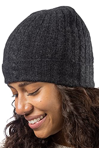 Fishers Finery Women39s 100 Pure Cashmere Cable Knit Hat Super Soft Cuffed