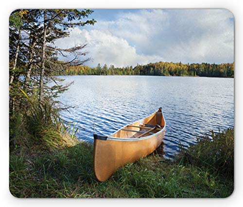 Ambesonne Glacier National Park Mouse Pad for Computers Outdoor Scene with Grinnell Lake and Mountains in Summer Season Round NonSlip Thick Rubber Modern Gaming Mousepad 8 Round Aqua Green