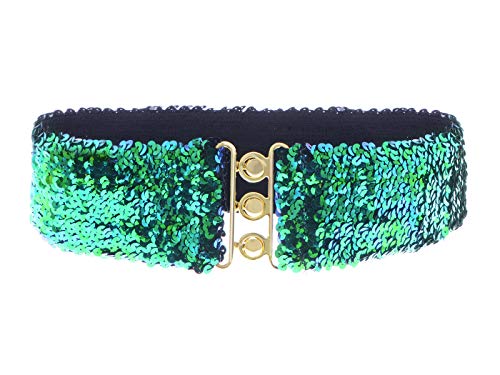 AnnaKaci Women39s Sparkly Glitter Sequin Wide Stretch Elastic Belt Accessory