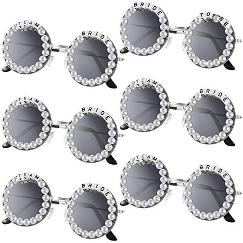 6 Pairs Bachelorette Party Sunglasses Bride to Be Sunglasses Round Shaped Sunglasses Plastic Wedding Decor for Bridal Shower Women