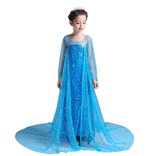 Dressy Daisy Girls39 Ice Princess Costumes Halloween Fancy Party Sequin Dress with Train Long Sleeve Blue Hot Pink White