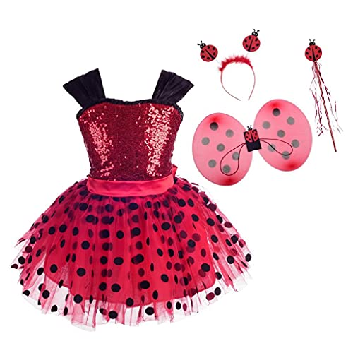 Dressy Daisy Girls Polka Dots Ladybug Costume Tutu Dress Halloween Christmas Fancy Party Dresses Size 28