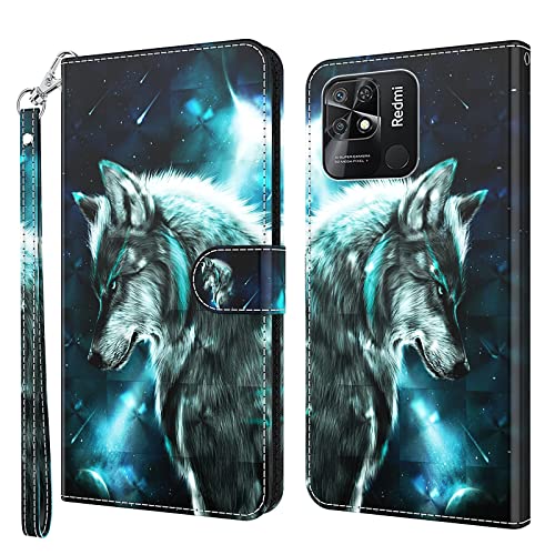 ALILANG Phone Case for Xiaomi Redmi 10C Case Premium Flip Magnetic Closure Stand Function Card Holder PU Leather Cover for Redmi 10C Wallet CaseBlue Butterfly