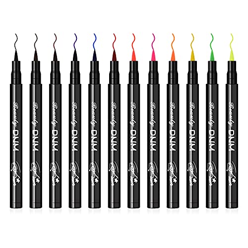 Ownest 12 Colors Liquid Eyeliner Set Matte Liquid Eyeliner Colorful Eye Liner Pen Neon Eyeliner MakeupWaterproof SmudgeProof Smooth Eyeliner Pen